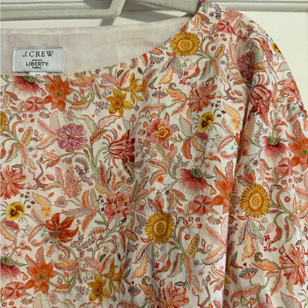 J.Crew Liberty Fabric Floral Crop Top Bell Sleeves Size Medium - Picture 4 of 9